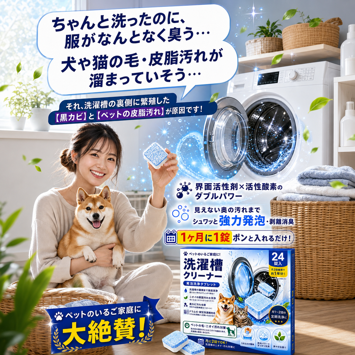 洗濯機用フレッシュクリーニングシート｜発泡洗浄でニオイ・汚れをすっきりケア - Fresh Drum™ - フレッシュ ドラム™