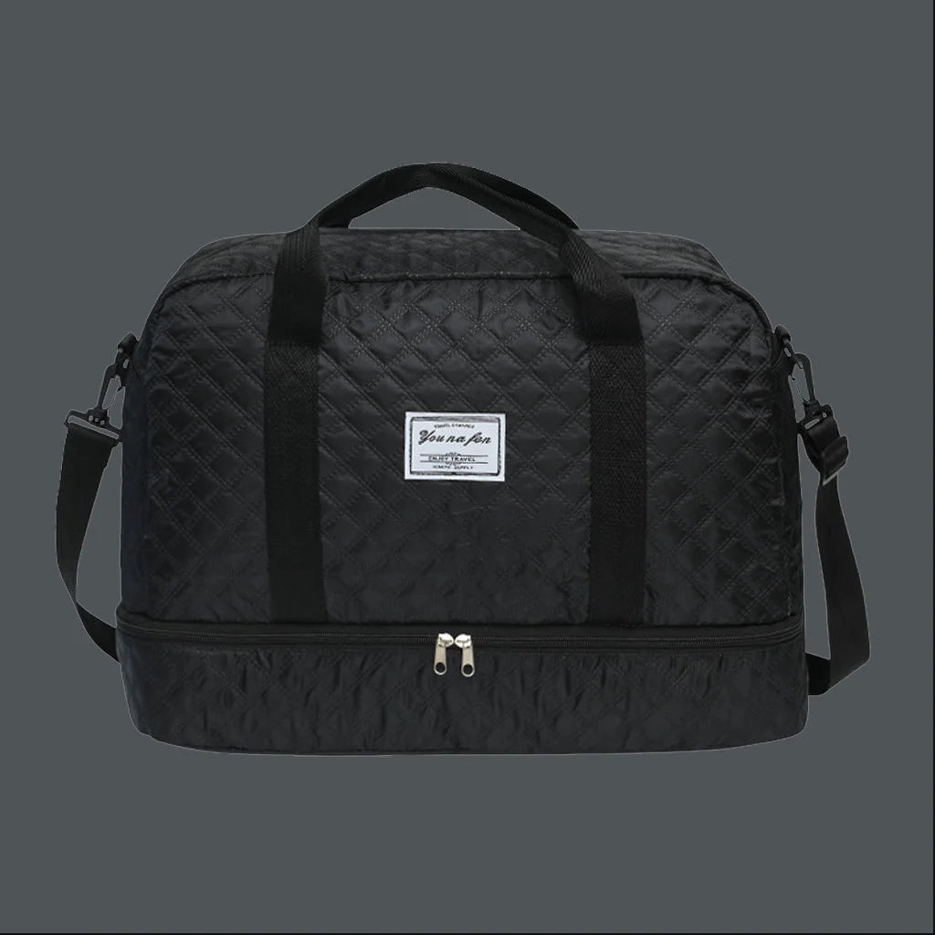 軽量430g・30L大容量｜乾湿分離＆シューズ収納付き 2層キルティングトラベルバッグ - Aero Nest™ - エアロ ネスト™