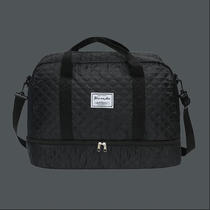 軽量430g・30L大容量｜乾湿分離＆シューズ収納付き 2層キルティングトラベルバッグ - Aero Nest™ - エアロ ネスト™