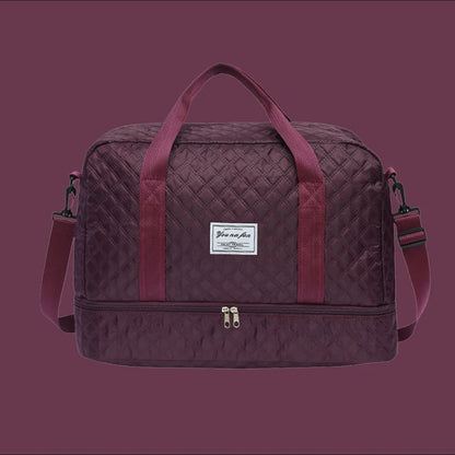軽量430g・30L大容量｜乾湿分離＆シューズ収納付き 2層キルティングトラベルバッグ - Aero Nest™ - エアロ ネスト™